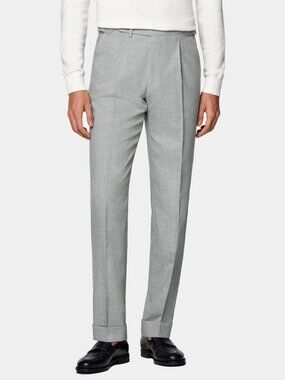 Suit Supply Light Grey Slim Leg Tapered Trousers in W32